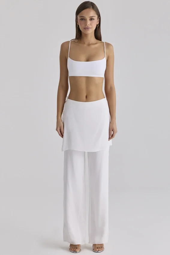Leona White Sateen Trousers with Over Skirt Leona White Sateen Trousers with Over Skirt