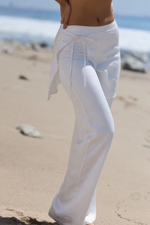 Leona White Sateen Trousers with Over Skirt Leona White Sateen Trousers with Over Skirt