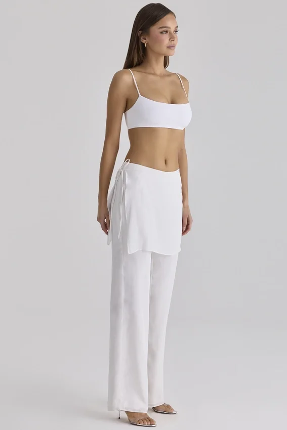 Leona White Sateen Trousers with Over Skirt Leona White Sateen Trousers with Over Skirt