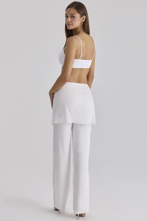 Leona White Sateen Trousers with Over Skirt Leona White Sateen Trousers with Over Skirt