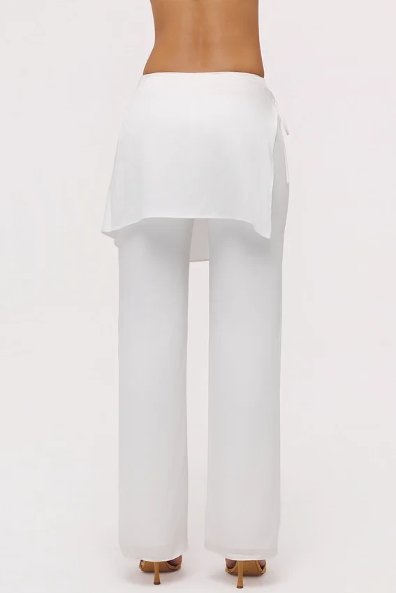Leona White Sateen Trousers with Over Skirt Leona White Sateen Trousers with Over Skirt