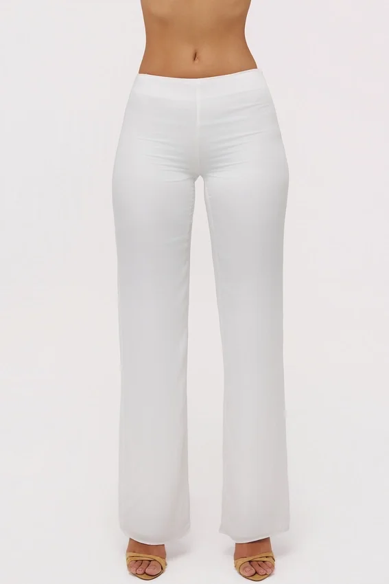 Leona White Sateen Trousers with Over Skirt Leona White Sateen Trousers with Over Skirt