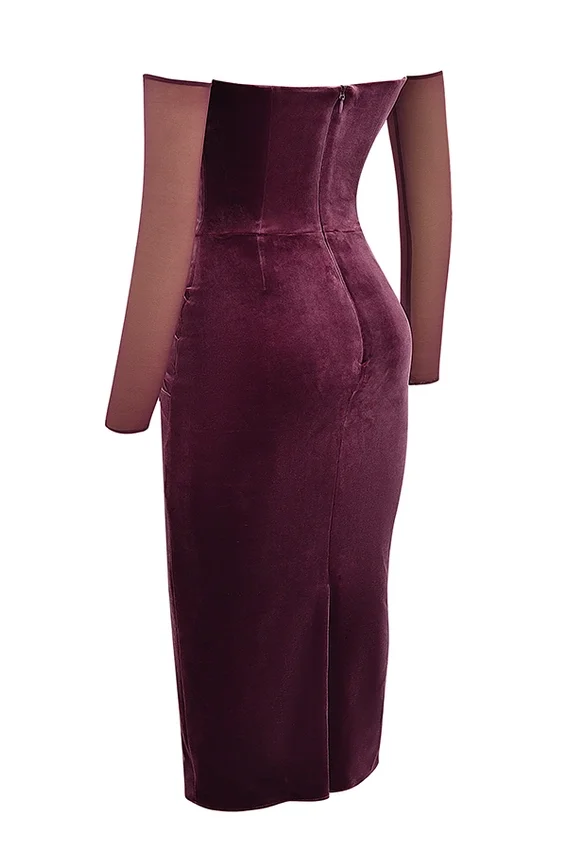 Leora Mulberry Strapless Midi Dress Leora Mulberry Strapless Midi Dress
