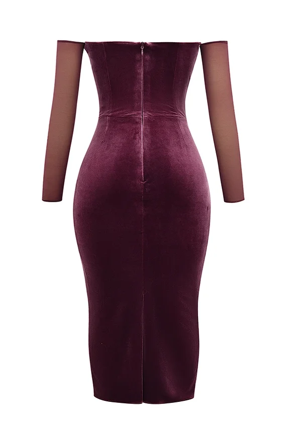 Leora Mulberry Strapless Midi Dress Leora Mulberry Strapless Midi Dress