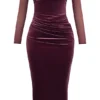 Leora Mulberry Strapless Midi Dress Leora Mulberry Strapless Midi Dress