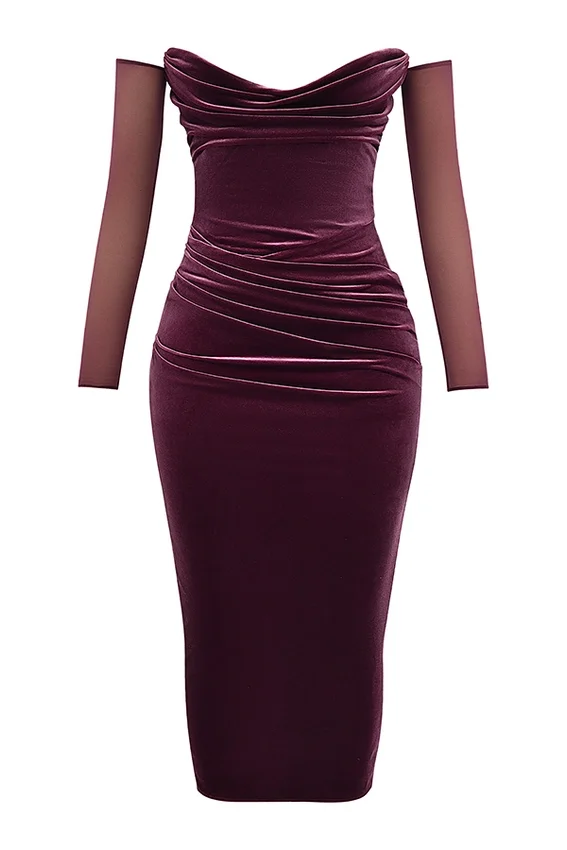 Leora Mulberry Strapless Midi Dress Leora Mulberry Strapless Midi Dress