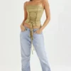 Letitia Olive Satin Lace Up Corset Letitia Olive Satin Lace Up Corset