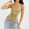 Letitia Olive Satin Lace Up Corset Letitia Olive Satin Lace Up Corset