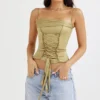 Letitia Olive Satin Lace Up Corset Letitia Olive Satin Lace Up Corset