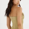 Letitia Olive Satin Lace Up Corset Letitia Olive Satin Lace Up Corset