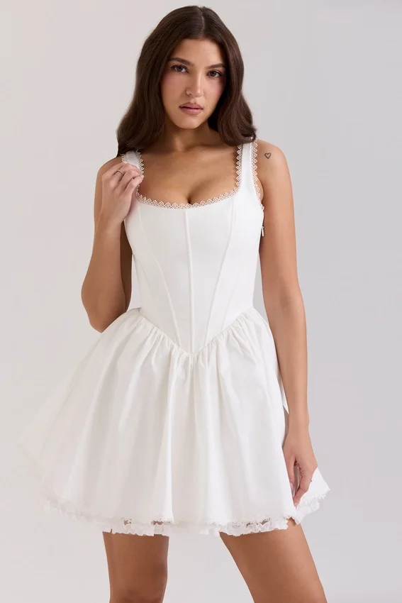 Letitia White Stretch Cotton Mini Dress Letitia White Stretch Cotton Mini Dress