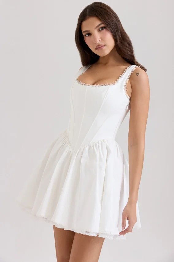 Letitia White Stretch Cotton Mini Dress Letitia White Stretch Cotton Mini Dress