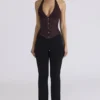 Lia Chocolat Satin Waist Cinch Corset Top Lia Chocolat Satin Waist Cinch Corset Top