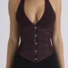 Lia Chocolat Satin Waist Cinch Corset Top Lia Chocolat Satin Waist Cinch Corset Top