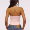 Lia Pink Satin Halter Neck Corset Top Lia Pink Satin Halter Neck Corset Top