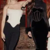Lianna Black Velvet Midi Dress
