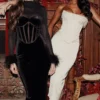 Lianna Black Velvet Midi Dress