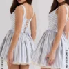 Liesl Blue Striped Pintucked Mini Dress Liesl Blue Striped Pintucked Mini Dress