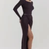 Lilas Espresso Knit Midi Skirt