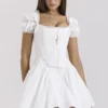 Lili White Cotton Detachable Corset Mini Dress Lili White Cotton Detachable Corset Mini Dress