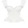 Lilibet White Embroidered Cotton Peplum Corset Top