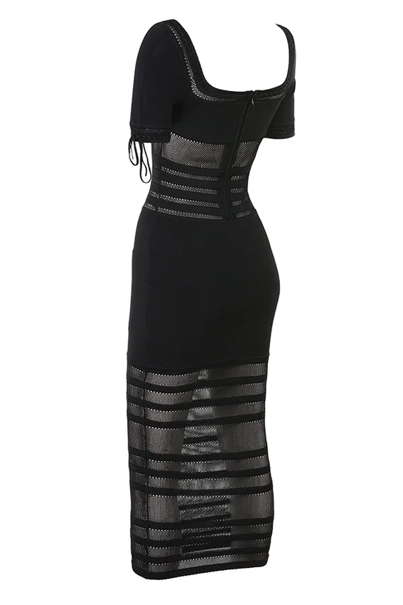 Lilla Black Openwork Knit Midi Dress Lilla Black Openwork Knit Midi Dress