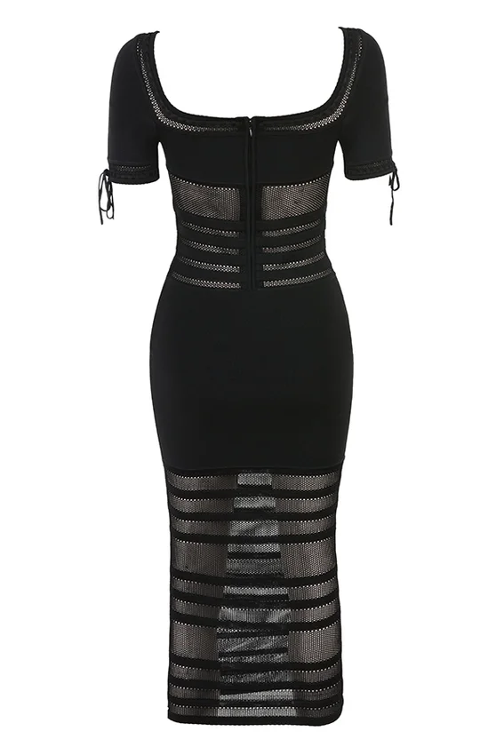 Lilla Black Openwork Knit Midi Dress Lilla Black Openwork Knit Midi Dress