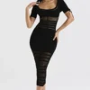 Lilla Black Openwork Knit Midi Dress Lilla Black Openwork Knit Midi Dress