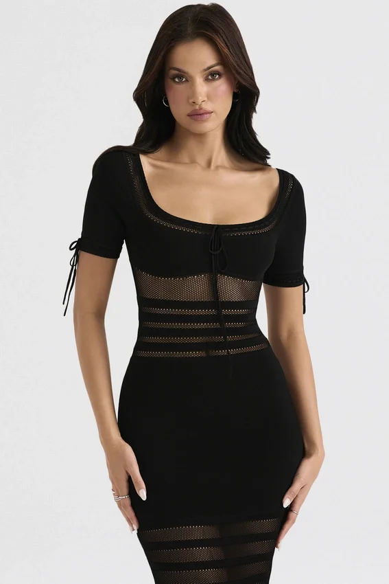 Lilla Black Openwork Knit Midi Dress Lilla Black Openwork Knit Midi Dress