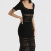 Lilla Black Openwork Knit Midi Dress Lilla Black Openwork Knit Midi Dress