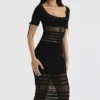 Lilla Black Openwork Knit Midi Dress Lilla Black Openwork Knit Midi Dress