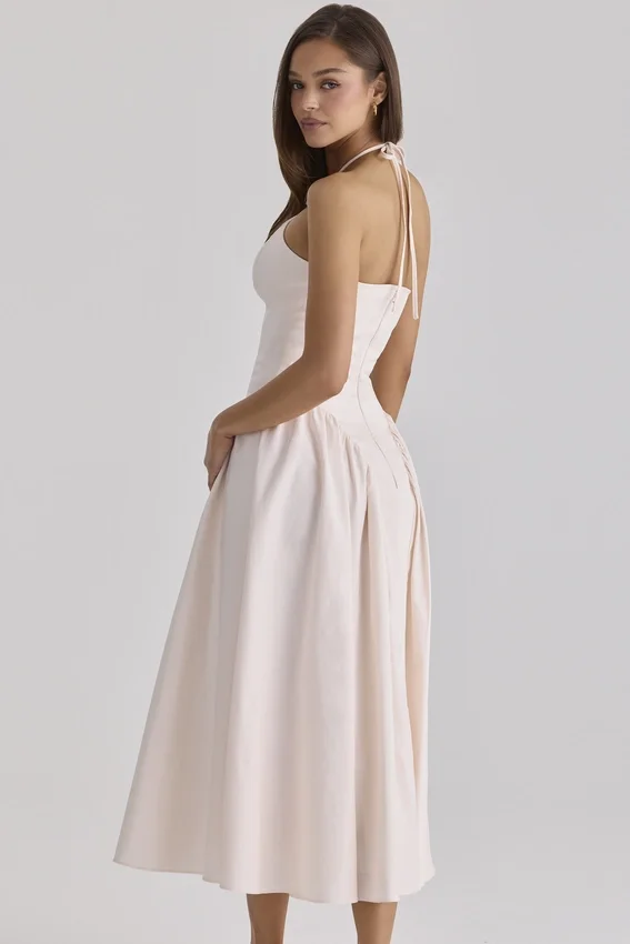 Lilli Blush Peek-a-Boo Keyhole Cotton Midi Dress Lilli Blush Peek-a-Boo Keyhole Cotton Midi Dress