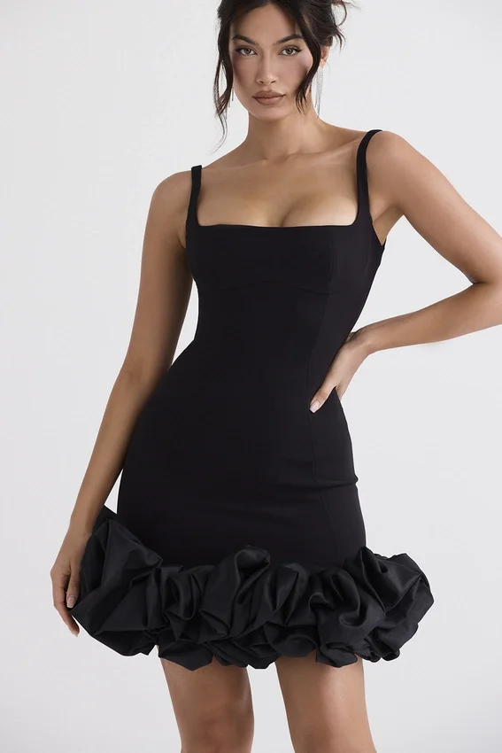 Lilou Black Ruffle Hem Dress Lilou Black Ruffle Hem Dress