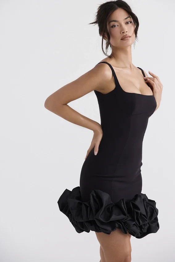 Lilou Black Ruffle Hem Dress Lilou Black Ruffle Hem Dress
