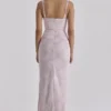 Lini Baby Pink Lace Mesh Maxi Dress Lini Baby Pink Lace Mesh Maxi Dress