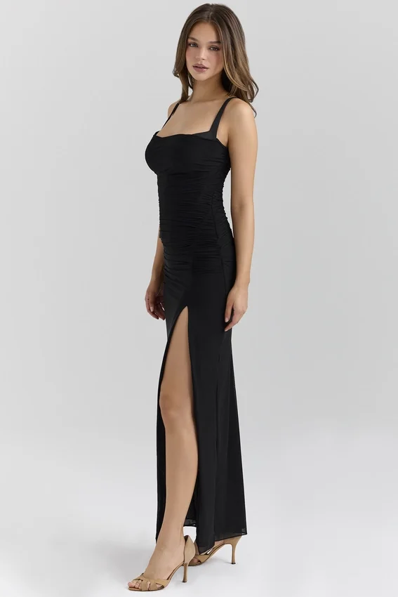Lini Black Mesh Maxi Dress Lini Black Mesh Maxi Dress