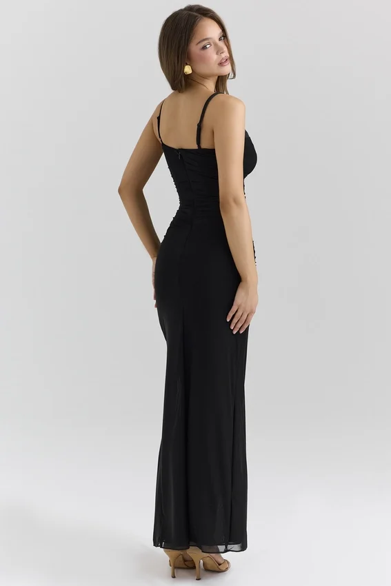 Lini Black Mesh Maxi Dress Lini Black Mesh Maxi Dress