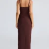 Lini Burgundy Stretch Mesh Maxi Dress Lini Burgundy Stretch Mesh Maxi Dress