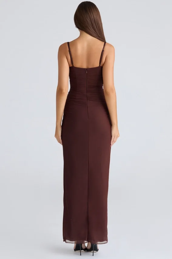 Lini Burgundy Stretch Mesh Maxi Dress Lini Burgundy Stretch Mesh Maxi Dress