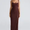 Lini Burgundy Stretch Mesh Maxi Dress Lini Burgundy Stretch Mesh Maxi Dress