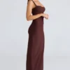 Lini Burgundy Stretch Mesh Maxi Dress Lini Burgundy Stretch Mesh Maxi Dress