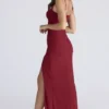 Lini Deep Red Stretch Mesh Corset Maxi Dress Lini Deep Red Stretch Mesh Corset Maxi Dress