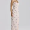 Lini Ivory Sweet Peony Print Stretch Mesh Maxi Dress Lini Ivory Sweet Peony Print Stretch Mesh Maxi Dress
