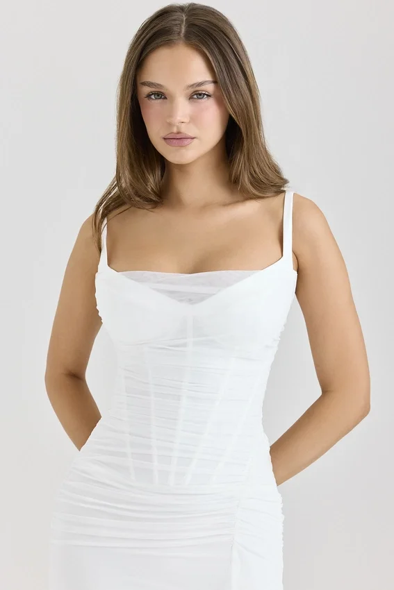 Lini White Mesh Maxi Dress Lini White Mesh Maxi Dress