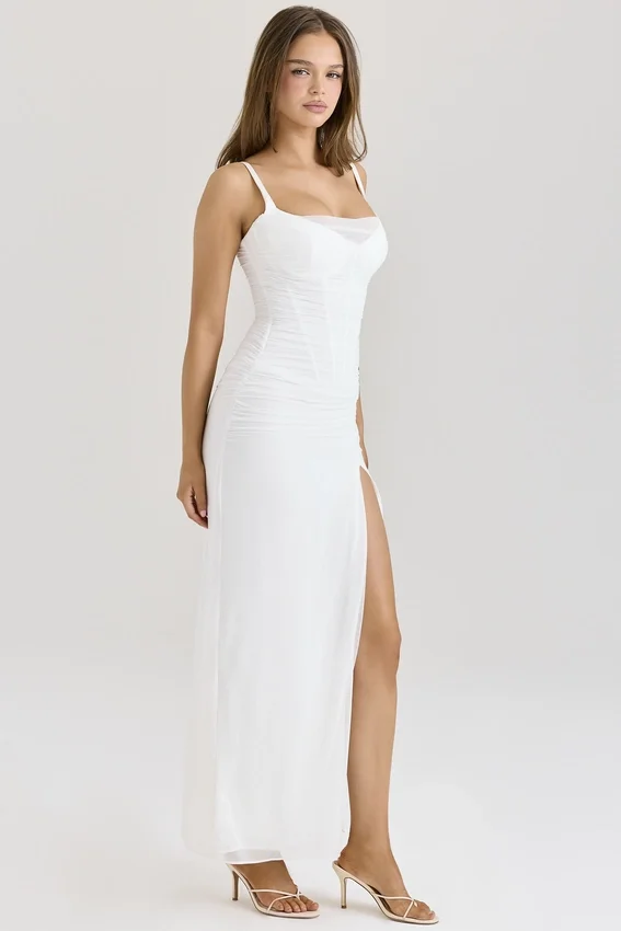 Lini White Mesh Maxi Dress Lini White Mesh Maxi Dress