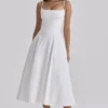 Liora White Cotton Broderie Anglaise Trim Midi Sundress Liora White Cotton Broderie Anglaise Trim Midi Sundress