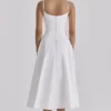 Liora White Cotton Broderie Anglaise Trim Midi Sundress Liora White Cotton Broderie Anglaise Trim Midi Sundress