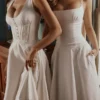 Liora White Cotton Broderie Anglaise Trim Midi Sundress Liora White Cotton Broderie Anglaise Trim Midi Sundress
