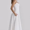 Liora White Cotton Broderie Anglaise Trim Midi Sundress Liora White Cotton Broderie Anglaise Trim Midi Sundress