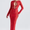 Lisandra Red Lace Maxi Dress Lisandra Red Lace Maxi Dress